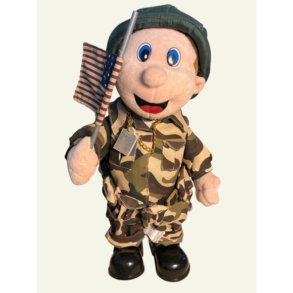 Patriotic American Soldier PLUSH Figure  Camouflage Outfit American Flag - Picture 1 of 15